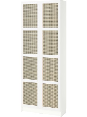 Hobiurun Kapaklı kitaplık, beyaz-bambu, 80x30x202 cm