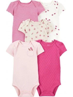 Carter's  Layette Kız Bebek Kısa Kollu 5li Body 1T010210 Desenli