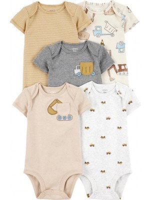 Carter's  Layette Erkek Bebek Kısa Kollu 5li Body 1T008910 Desenli