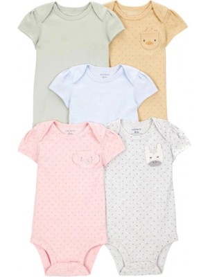 Carter's Layette Kız Bebek Kısa Kollu 5li Body 1T010410 Renkli
