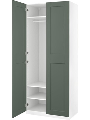 Hobiurun Pax Gardırop, Beyaz-Gri-Yeşil, 100X60X236 cm