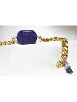 Ilgın Doğal Taş Takı Lapis Lazuli Taşı Bileklik / Altın Kaplama Bileklik / Tasarım Bileklik