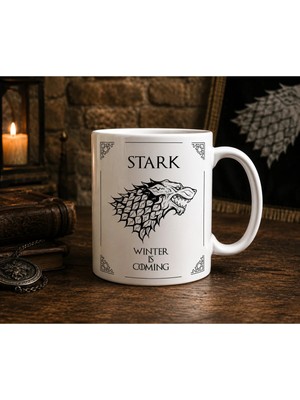 Aion Casa Aıon Casa Stark Kurt Armalı Kupa Bardak – Siyah Beyaz Fantastik Tasarım