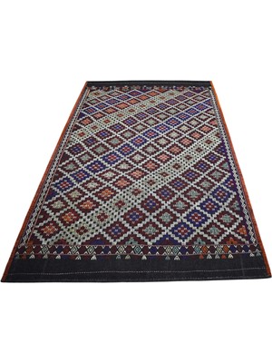 Kilim Antik El Dokuması Karapınar Kareli Tasarım Yörük Yün Cecim Kilim 1719 - Yeni - Çok Renkli