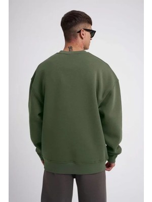Modi Unisex Biskilet Yaka Üç Iplik Sweatshirt - Haki