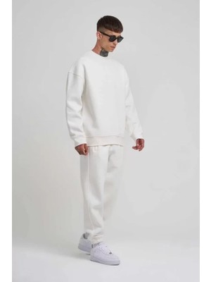 Modi Unisex Biskilet Yaka Üç Iplik Sweatshirt - Beyaz