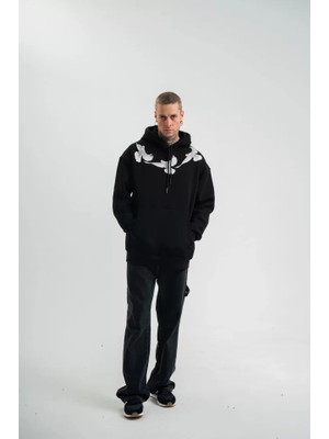 Modi Unisex Uzun Kol Bisiklet Yaka Yıkamalı Sweatshirt - Siyah