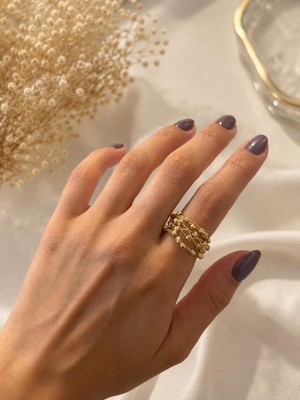 Nunu Takı Telli Dorika Gold Yüzük