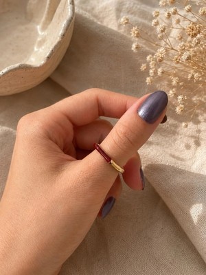 Nunu Takı Kahverengi Gold Ince Yüzük