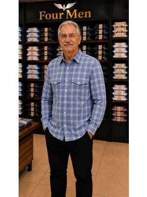 Eren Style Linen Keten Klasik Uzun Kollu Kapaklı Çift Cepli Gömlek