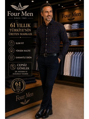 Eren Style Orjinal Baskılı Pamuklu Poplin Slim Fit Kalıp Uzun Kollu Cepsiz Erkek Gömlek