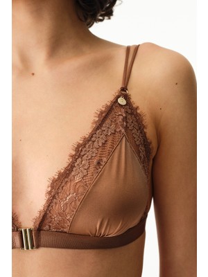 Penti Kahverengi Micro Lace Üçgen Sütyen