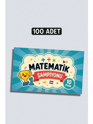 Metranya Matematik Şampiyonu Başarı Kartı 100 Adet, Öğrenci Motivasyon Kartları Takdir Kartı Ödül Kartları Öğrenci Başarı Kartı Öğrenci Hediye Kartı Ders Çalışma Teşvik Kartı Çocuklar Için Motivasyon Kartı Set
