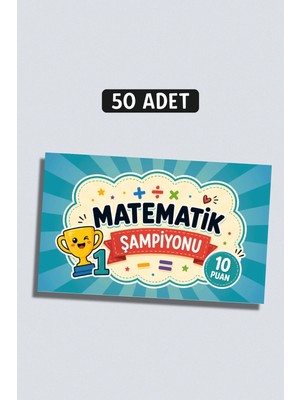 Metranya Matematik Şampiyonu Başarı Kartı 50 Adet, Öğrenci Motivasyon Kartları Takdir Kartı Ödül Kartları Öğrenci Başarı Kartı Öğrenci Hediye Kartı Ders Çalışma Teşvik Kartı Çocuklar Için Motivasyon Kartı Set