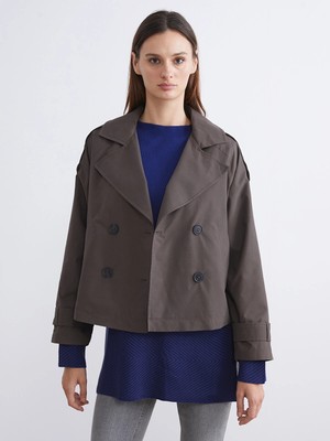 Lc Waikiki Yeni Sezon Kruvaze Yaka Oversize Kadın Trençkot