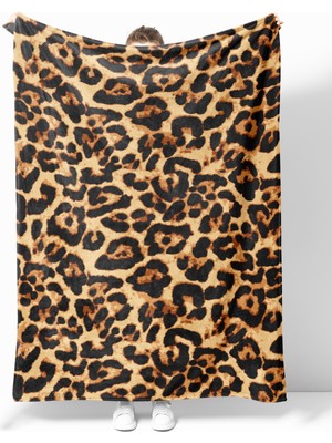 Eray Home Collection Leopar Leopard Desenli Dijital Baskılı Polar Battaniye Tv Battaniyesi Polar Battaniye