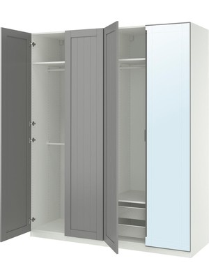 Hobiurun PAX gardırop, beyaz-aynalı cam, 200x60x236 cm