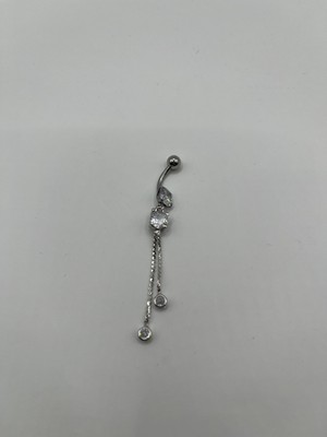 AG23 Tasarım Taşlı Sallantılı Çelik Göbek Piercingi