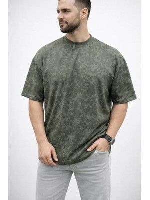 Modi Erkek Premium Tişört Osy Yumuşak Dokulu Yıkamalı Oversize T-Shirt - Haki