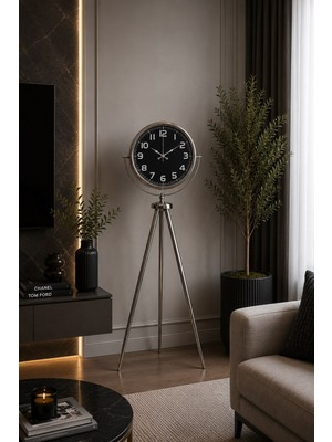 Hsc Bilişim Krom Majesty 150 x 45 cm Metal Tripod Ayaklı Saat