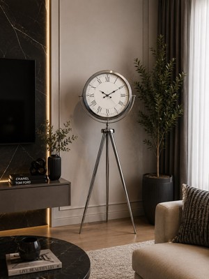 Hsc Bilişim Krom Asalet 150 x 45 cm Tripod Ayaklı Saat