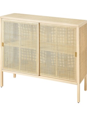 Hobiurun Sürgü kapaklı dolap, rattan-çam, 125x47x110 cm