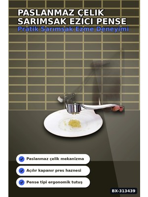 Beruflic Mekanik Pense Formlu 14.5 cm Paslanmaz Çelik Sarımsak Ezici Alet 1 Adet BX-313439