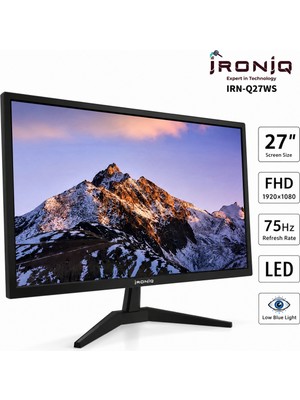 İroni IRN-Q27WS 27 Inç Full Hd 75Hz LED Monitör, HDMI ve VGA Girişli, 3.5 mm Ses Çıkışlı, Düşük Mavi Işık
