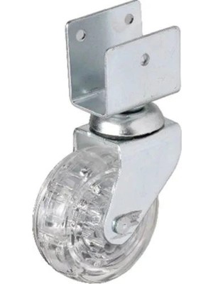 Marsilyan™- 328 - 50X20 mm Şeffaf Makaralı Kısa U Tablalı Teker 4 Adet