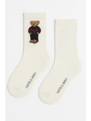 Bony Socks Kadın Teddy Desenli Yün Soket Çorap
