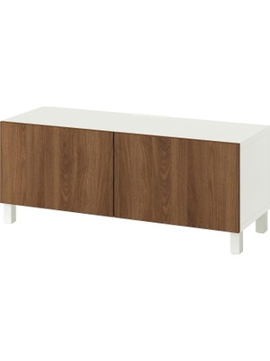 Hobiurun Tv Sehpası, Beyaz-Ceviz Görünüm, 120X42X48 Cm, Lappvıken/sındvık, Stubbarp