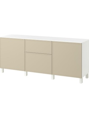 Hobiurun Dolap Kombinasyonu, Beyaz-Bej, 180X42X75 Cm, Krukmakare, Stubbarp, Fren Raylı