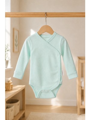 Bebek Star Fitilli Eldivenli Su Yeşili Uzun Kollu %100 Cotton Zıbın