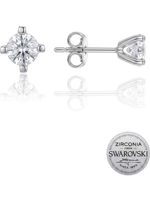 Söğütlü Silver 925 Ayar Gümüş Küpe Rodyum Kaplama Pırlanta Montür Birinci Kalite Parlak Zirkon Taşlı Çapraz Tektaş Kadın Küpe SGTL13534RODAJ
