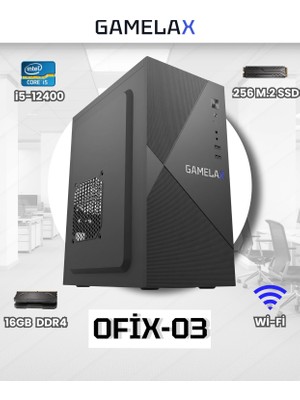 Gamelax Ofix-03 Intel Core I5-12400 16GB Ddr4 Ram 256GB M.2 SSD Wi-Fi Masaüstü Ofis Bilgisayarı