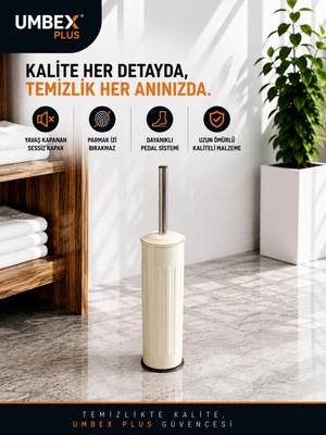 Umbex Plus Wıntage Krem Wc Fırçası  Tuvalet Fırcası Krom Kaplama