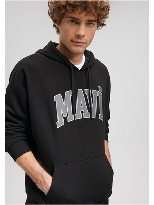 Mavi Mavi Logo Baskılı Kapüşonlu Siyah Sweatshirt 067149-902