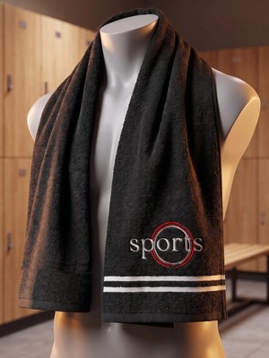 Sevim %100 Pamuk Spor Havlusu 30X100 cm – Gramajlı, Uzun Spor Havlusu, Fitness, Pilates, Antrenman ve Gym Havlusu - Siyah