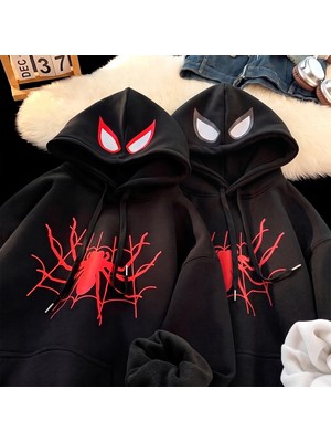 Macklin Sevgili - Arkadaş Çift Kombini Örümcek Adam Göğüs ve Kapüşon Baskılı Özel Tasarım Kapüşonlu Sweatshirt 2li Takım