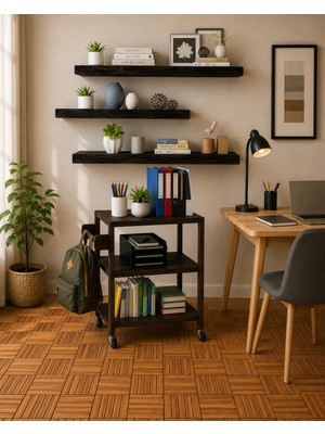 Interbuild Ahşap Raf 90x25x3.8 cm Renk Espresso