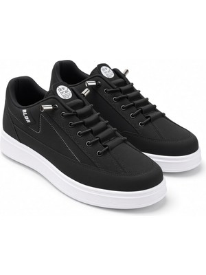Mcdark Erkek Lastik Bağcıklı Suya Dayanıklı Sararmaz Taban Sneaker Ayakkabı-Siyah Beyaz