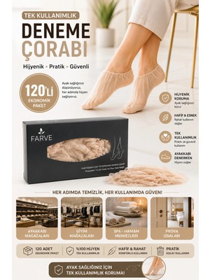 Farve Tek Kullanımlık 120'LI Deneme Çorabı – Hijyenik Bej Prova Çorabı