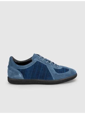 Cabani Hakiki Deri Mavi Erkek Casual Sneaker Ayakkabı