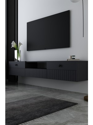 Dekortis Home Dekor 180DHDTDAÇ7A Ilay Duvara Monte Lazer Desen Kapak Tv Sehpası Antrasit