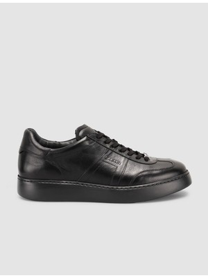 Cabani Rivavin %100 Deri Bağıcıklı Siyah Erkek Sneaker