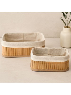 Royaleks Bambu Kenarlı Organizer Sepet 2'li (19X27X10 & 15X24X8 Cm)