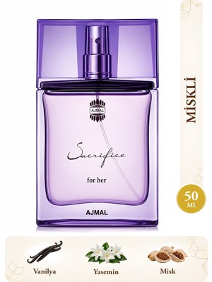 Ajmal Sacrifice For Her Edp Kadın Parfüm 50 ml | Çiçeksi ve Miskli | Yasemin, Portakal Çiçeği, Vanilya, Misk