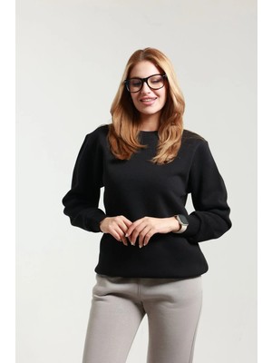 Kadın Bisiklet Yaka Sweat ( Yumuşacık Puf Kumaş )