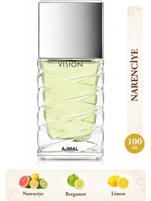 Ajmal Vision Edp Erkek Parfüm 100 ml | Ferah ve Amberli | Limon, Menekşe, Bergamot, Sedir Ağacı