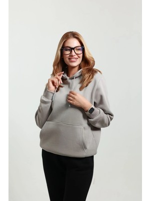 Kadın Kapüşonlu Kanguru Cepli Sweat 3 Iplik ( Yumuşacık Puf Kumaş )